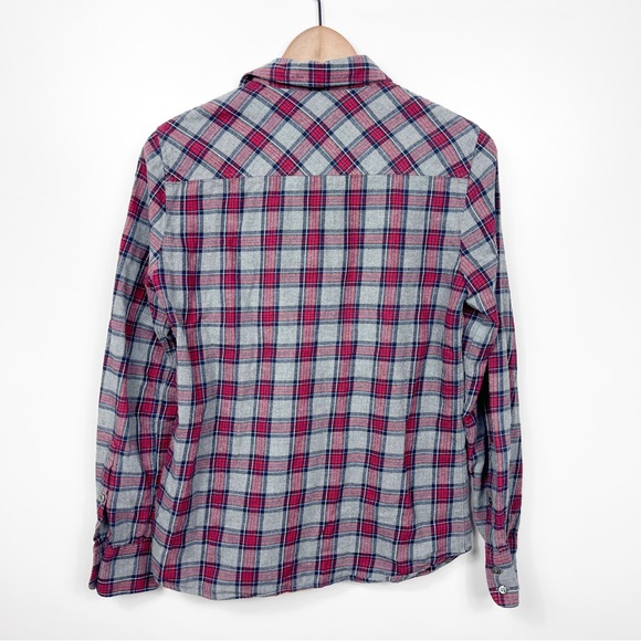 J Crew Boy Gray Tartan Plaid Flannel Button Up Blouse Womens Size 2 - Picture 2 of 13